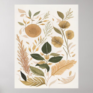 Herfstbladeren en bloemkunst poster