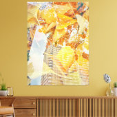 Herfstbladeren en bouwgevel canvas afdruk (Insitu (Woonkamer))
