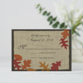 Herfstbladeren en Burlap RSVP Kaartje (Staand voorkant)