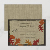 Herfstbladeren en Burlap RSVP Kaartje (Voorkant / Achterkant)
