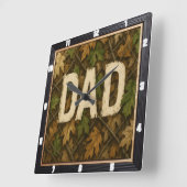 Herfstbladeren en 'Dad'-ontwerp Vierkante Klok (Hoek)