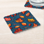 Herfstbladeren en denim kartonnen onderzetters (Gebogen)