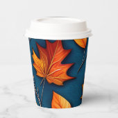 Herfstbladeren en denim papieren bekers (Links)