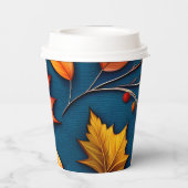 Herfstbladeren en denim papieren bekers (Achterkant)