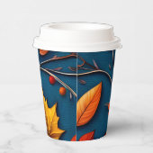 Herfstbladeren en denim papieren bekers (Rechts)