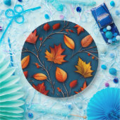 Herfstbladeren en denim papieren bordje (Feest)