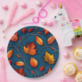 Herfstbladeren en denim papieren bordje (Feest)