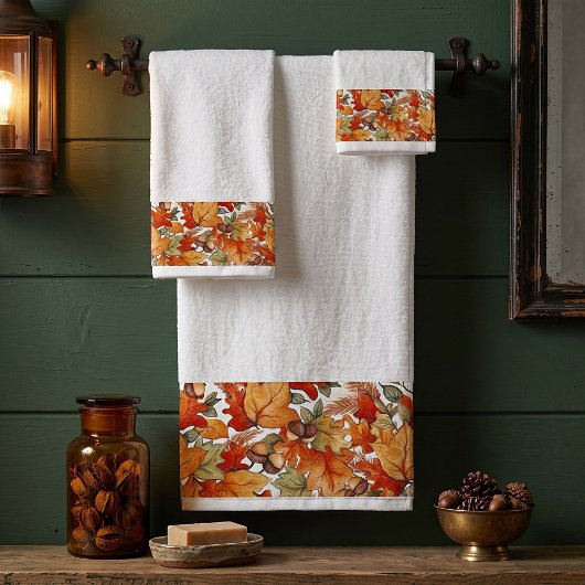 Herfstbladeren en eikelband bad handdoek