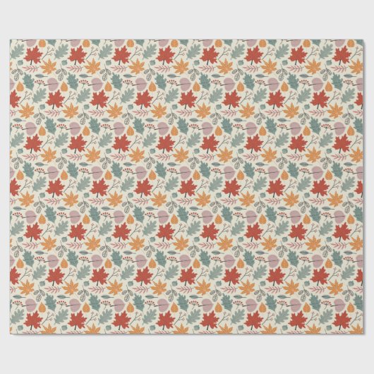  herfstbladeren en eikels cadeaupapier (Vlak)