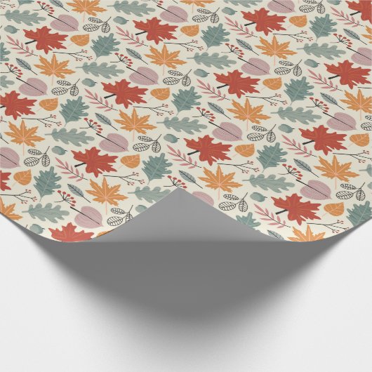  herfstbladeren en eikels cadeaupapier (Hoek)