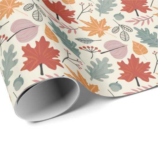 herfstbladeren en eikels cadeaupapier (Rol Hoek)