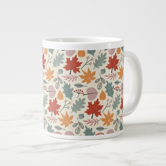 herfstbladeren en eikels grote koffiekop (Voorkant rechts)