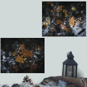 Herfstbladeren en eikels in mysterieuze wateren muurkunst sets