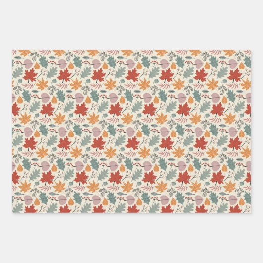 herfstbladeren en eikels inpakpapier vel (Voorkant 3)