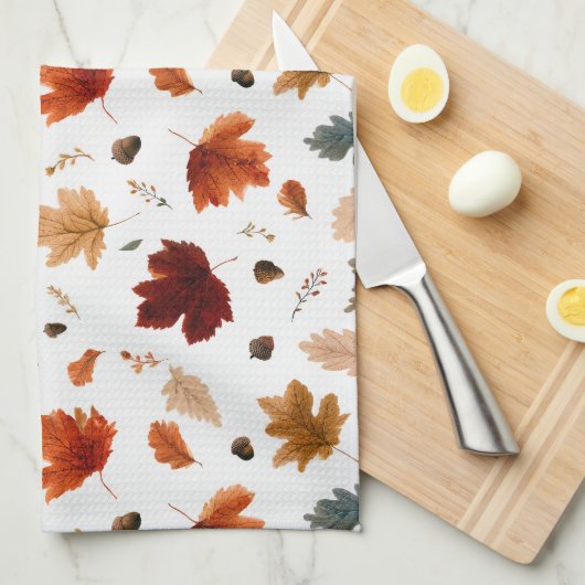Herfstbladeren en eikels Keukenhanddoek (Quarter Fold)