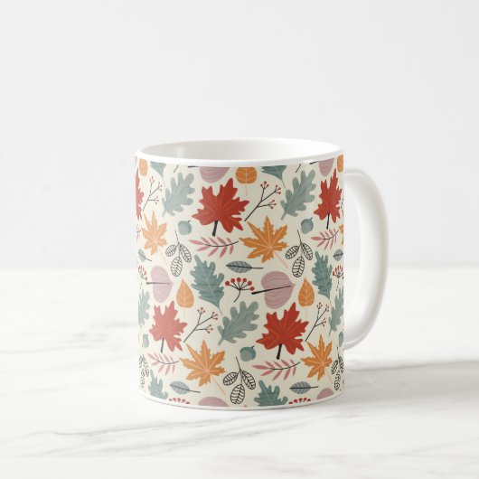  herfstbladeren en eikels koffiemok (Voorkant rechts)