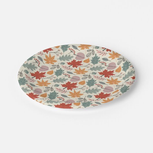 herfstbladeren en eikels papieren bordje (Gekanteld)