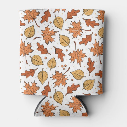 Herfstbladeren en eikels patroon blikjeskoeler (Voorkant)