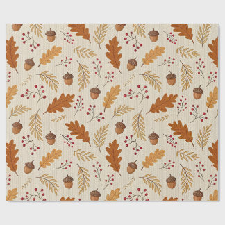 Herfstbladeren en Eikels Patroon Cadeaupapier