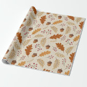 Herfstbladeren en Eikels Patroon Cadeaupapier (Uitgerold)