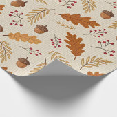 Herfstbladeren en Eikels Patroon Cadeaupapier (Hoek)
