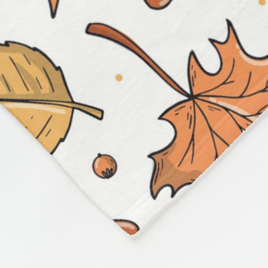 Herfstbladeren en eikels patroon fleece deken (Hoek)
