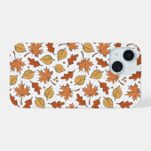 Herfstbladeren en eikels patroon iPhone 15 case (Achterkant horizontaal)