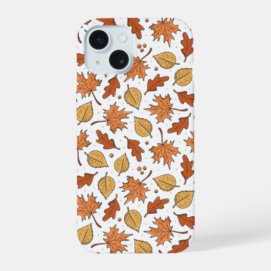 Herfstbladeren en eikels patroon iPhone 15 case (Achterkant)