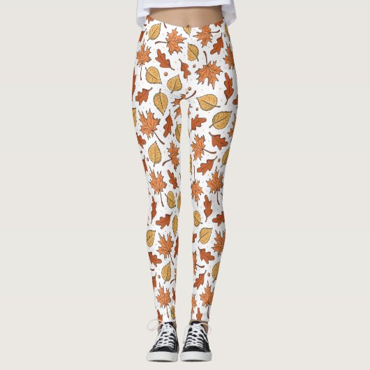 Herfstbladeren en eikels patroon leggings (Voorkant)