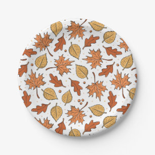 Herfstbladeren en eikels patroon papieren bordje
