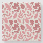 Herfstbladeren en eikels patroon stenen onderzetter (Voorkant)