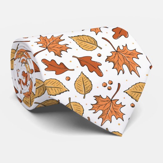 Herfstbladeren en eikels patroon stropdas (Opgerold)