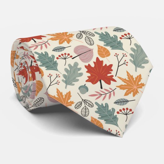  herfstbladeren en eikels stropdas (Opgerold)