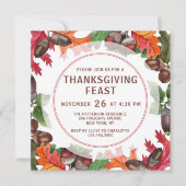 Herfstbladeren en eikels Thanksgiving-feest Kaart (Voorkant)