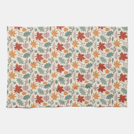 herfstbladeren en eikels theedoek (Horizontaal)