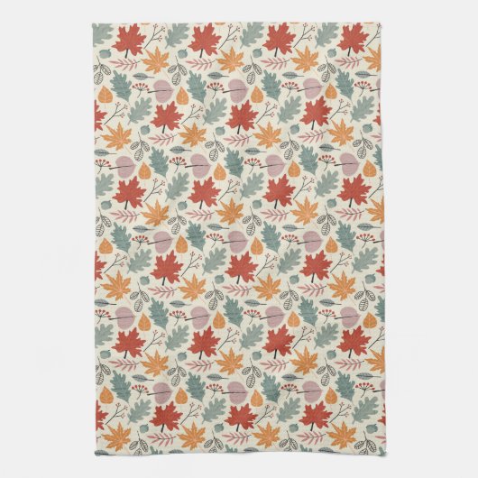 herfstbladeren en eikels theedoek (Verticaal)