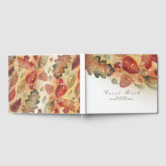 Herfstbladeren en Glitter Bruiloft Gastenboek (Volledig)