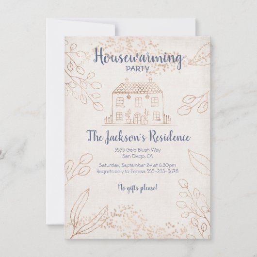 Herfstbladeren en Gold Housewarming Party Kaart (Voorkant)