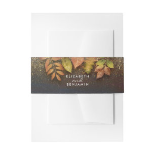 herfstbladeren en gouden glitterbruiloft uitnodigingen wikkel