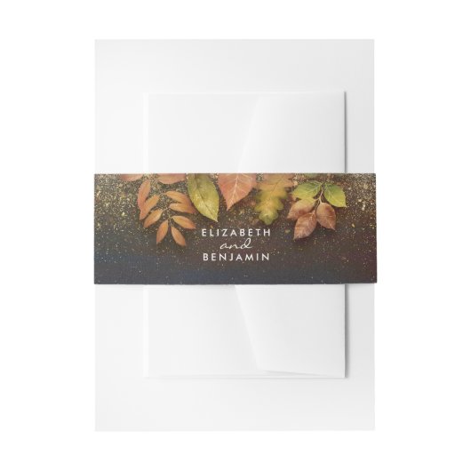  herfstbladeren en gouden glitterbruiloft uitnodigingen wikkel (Voorkant Voorbeeld)