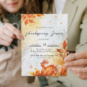 Herfstbladeren en kalkoen Rode en Gele Thanksgivin Kaart