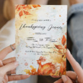 Herfstbladeren en kalkoen rood en geel Thanksgivin Kaart