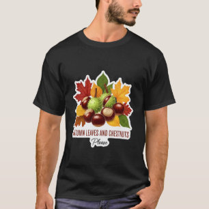 Herfstbladeren en kastanjes vallen alstublieft min t-shirt