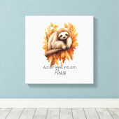 Herfstbladeren en luiaard alsjeblieft canvas afdruk (Insitu (Houten vloer))
