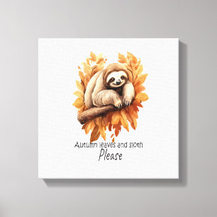 Herfstbladeren en luiaard alsjeblieft canvas afdruk