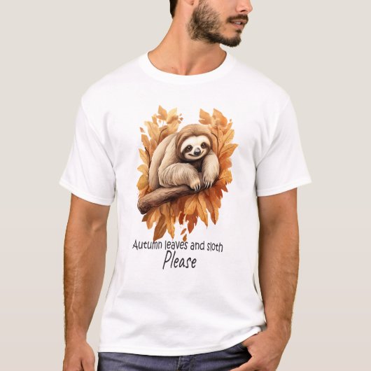 Herfstbladeren en Luiaard Graag T-shirt (Voorkant)