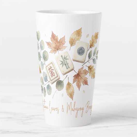 Herfstbladeren en Mahjong-bries Vintage Latte Mok (Voorkant)