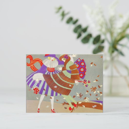 HERFSTBLADEREN EN MODE/WINDKLEDINGONTWERPER BRIEFKAART (Staand voorkant)