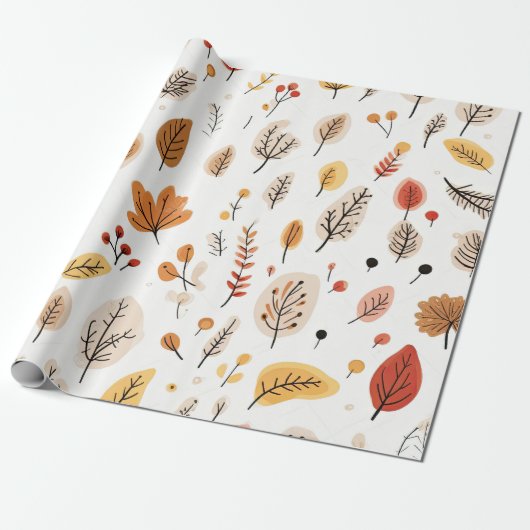 Herfstbladeren en Natuur Elementen Patroon Cadeaupapier (Uitgerold)