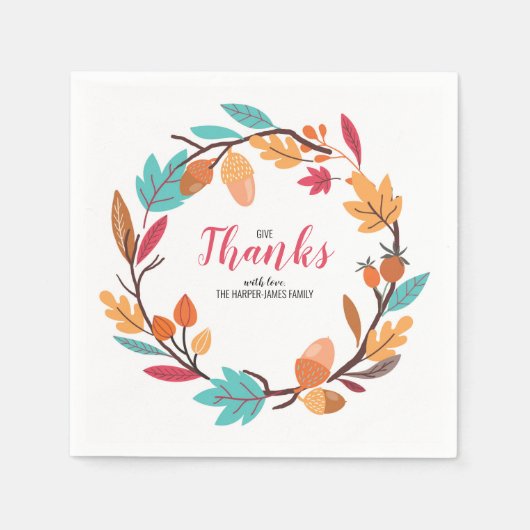 Herfstbladeren en noten Thanksgiving Diner Servet (Voorkant)